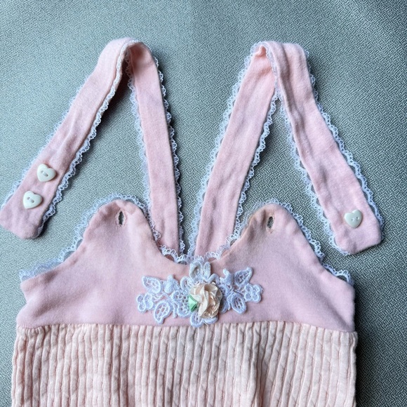 Vintage Peek-A-Babe Baby Girl Pink Bodysuit White Lace Flowers 3-6 Months - Picture 4 of 9